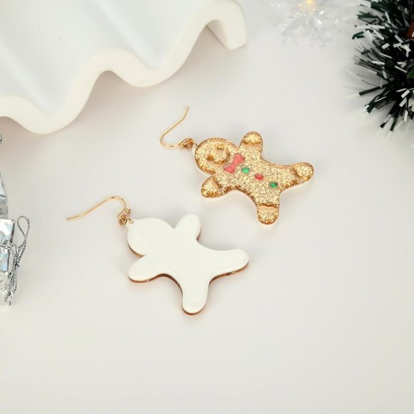 Gingerbread man garland deer colorful light bulbs Earrings Christmas Decoration - Picture 6 of 8